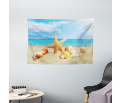 Beach Sand with Starfish Wide Tapestry