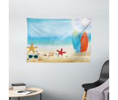 Sand Beach Surfboard Wide Tapestry