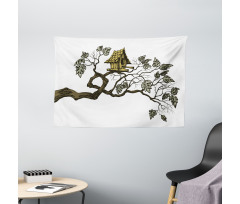 Bird Home and Branch Wide Tapestry