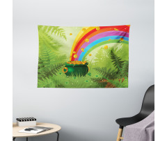 Pot of Coins and Rainbow Wide Tapestry