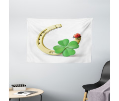 Horseshoe Ladybug Shamrock Wide Tapestry