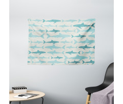 Swimming Sharks in Sea Wide Tapestry