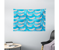 Dotted Whale Sea Ocean Wide Tapestry
