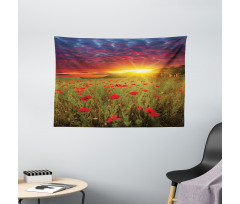 Meadow Poppies Sky Wide Tapestry