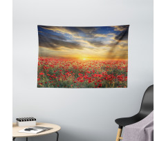 Scenic Field Sunset Sky Wide Tapestry