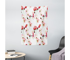 Poppy Flowers Branches Tapestry