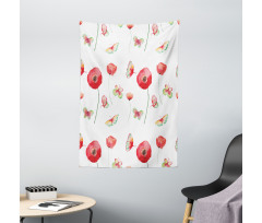 Poppy Butterfly Romance Tapestry