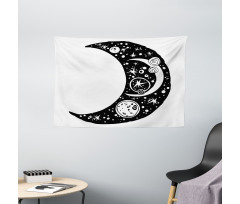 Crescent Doodle Wide Tapestry