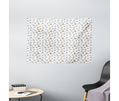 Colorful Sailboat Doodle Wide Tapestry