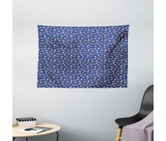 Colorful Sailboat Polka Dot Wide Tapestry