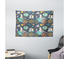 Sea Life Fish Gull Wide Tapestry