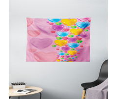 Love Romantic Hearts Wide Tapestry