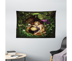 Elf with Green Lantern Wide Tapestry