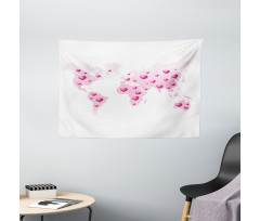 Global Dots Heart Love Wide Tapestry