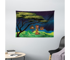 Fly Animals Nest Cartoon Wide Tapestry