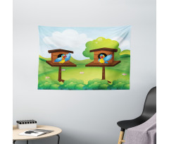 Winged Animals Nest Wide Tapestry