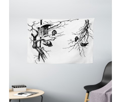 Nest of Sparrows Wide Tapestry