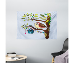 Flying Animal Tree Art Wide Tapestry