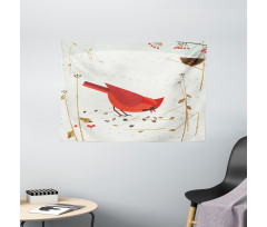 Red Cardinal in Autumn Wide Tapestry