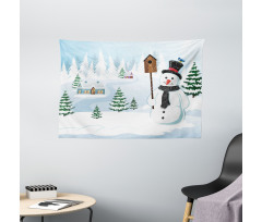 Frosty Holds Nest Graphic Wide Tapestry