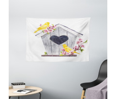 Heart Floral Nest Wide Tapestry