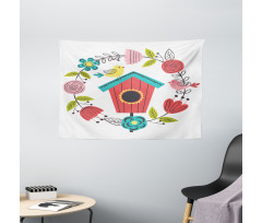 Winged Animals Nest Art Wide Tapestry