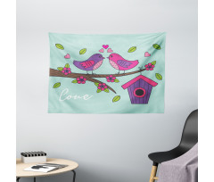 Valentines Love Flowers Wide Tapestry