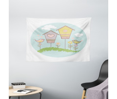 Meadow Flower Nest Cloud Wide Tapestry