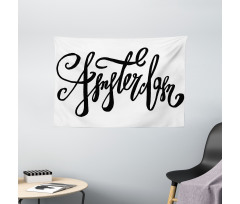 Cursive Modern Typography Wide Tapestry