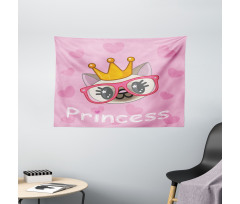 Happy Princess Cat Wide Tapestry