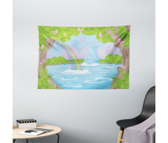 Rainbow Butterflies Wide Tapestry