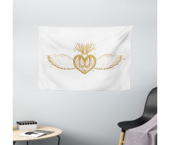 Winged Heart with Crown Wide Tapestry