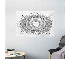 Sun with Heart Art Wide Tapestry