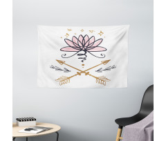 Lotus and Arrows Sketch Wide Tapestry