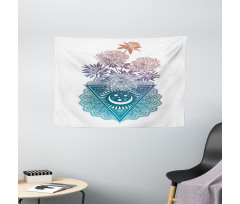 Flowers Moon and Lace Motif Wide Tapestry