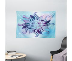 Flourish Sun Face Wide Tapestry