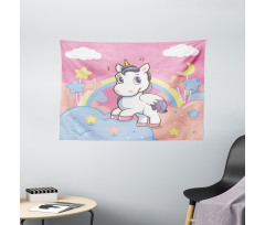 Rainbow Music Notes Wide Tapestry