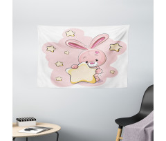 Rabbit Bunny with a Star Wide Tapestry