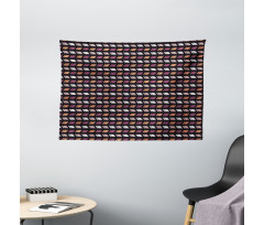 Colorful Hatched Squares Art Wide Tapestry