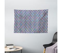 Abstract Folk Ornamental Motif Wide Tapestry