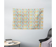 Botanical Leaves and Flowers Wide Tapestry