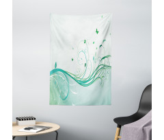 Curvy Lines Wave Flowers Tapestry