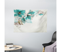 Flowers Buds Leaf Wide Tapestry