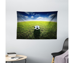 Soccer Ball on a Grassy Hill Wide Tapestry
