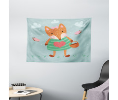 Nursery Animal with Dress Wide Tapestry