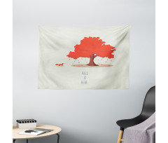 Fall is Here Animal and Tree Wide Tapestry