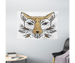 Botanical Ornament Animal Head Wide Tapestry