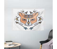 Boho Animal Head with Arrows Wide Tapestry