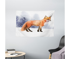 Side View Painting Snow Animal Wide Tapestry