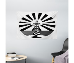 Retro Lighthouse Wide Tapestry